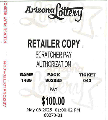 Another $100 Scratcher Winner in May 2025 - a $100 Win!!