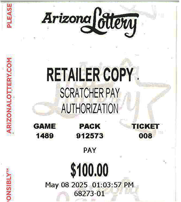 Another $100 Scratcher Winner in May 2025 - a $100 Win!!