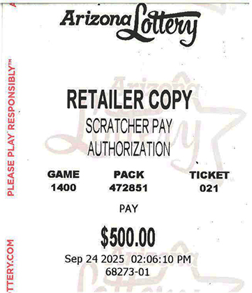 Another $500 Scratcher Winner in September 2025 - a $500 Win!!