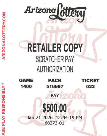 Another $500 Scratcher Winner in January 2026 - a $500 Win!!