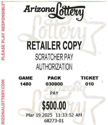 Another $500 Scratcher Winner in March 2025 - a $500 Win!!