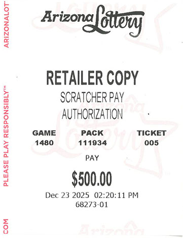 Another $500 Scratcher Winner in December 2025 - a $500 Win!!