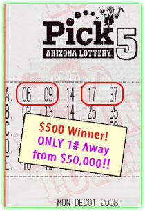 $500 Winner in Pick 5!