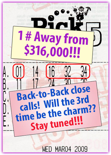 Pick 5 Winner!