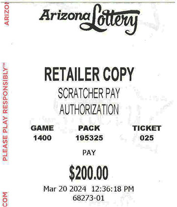 Another $200 Scratcher Winner in March 2024 - a $200 Win!!