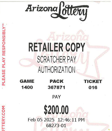 Another $200 Scratcher Winner in February 2025 - a $200 Win!!