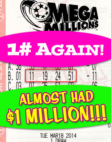 Almost had a 1 Million Dollar Winner in Mega Millions