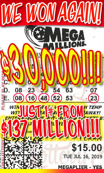 WE WON! Mega Millions $30,000 Winner in July 2019