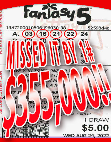 And Another BIG Fantasy 5  Winner in AUGUST 2022, Our 3rd Win This Month. We missed winning $355,000 by only 1 number!