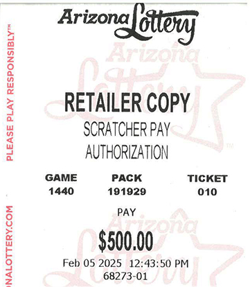 Another $500 Scratcher Winner in February 2025 - a $500 Win!!