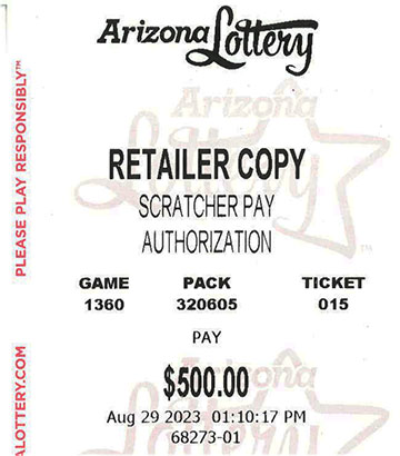 Another $500 Scratcher Winner in August 2023 - a $500 Win!!