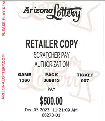 Another $500 Scratcher Winner in December 2023 - a $500 Win!!