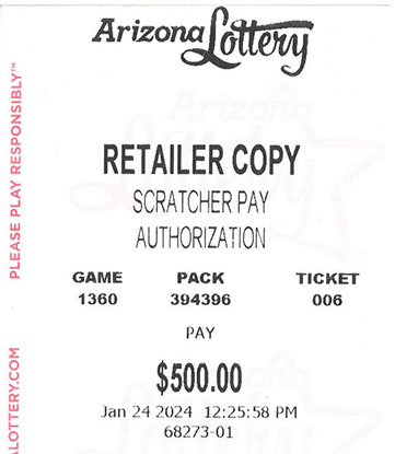 Another $500 Scratcher Winner in January 2024 - a $500 Win!!