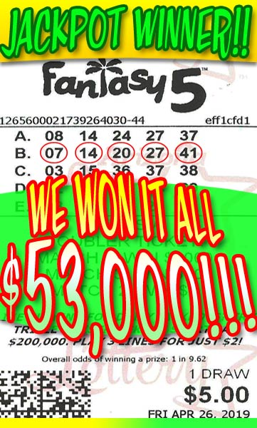 WE WON! FANTASY 5 JACKPOT Winner in April 2019